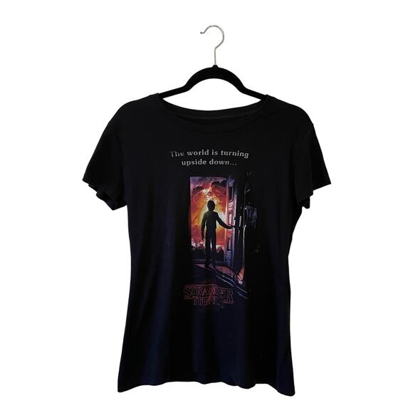 Stranger Things XL cotton Netflix short sleeve t-shirt fandom black casual cozy - Picture 1 of 8
